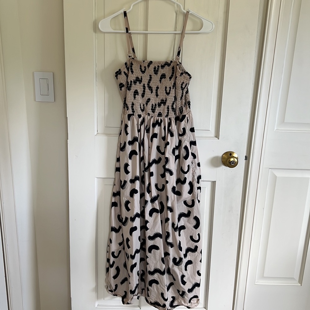 A New Day strapless smocked tube sundress with removable straps in tan/black